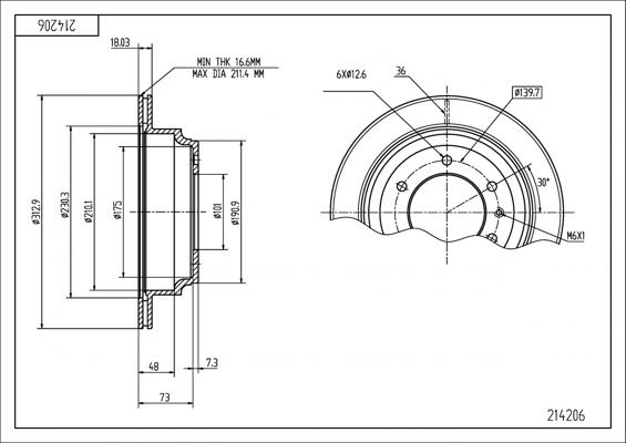 Hart 214 206 - Brake Disc autospares.lv