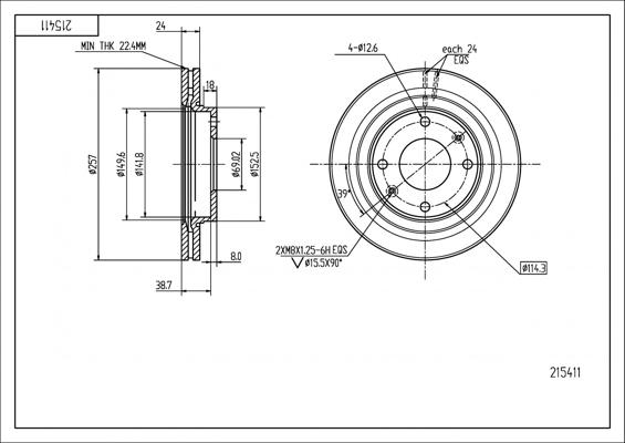 Hart 215 411 - Brake Disc autospares.lv