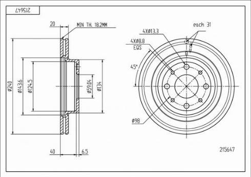 Hart 215 647 - Brake Disc autospares.lv