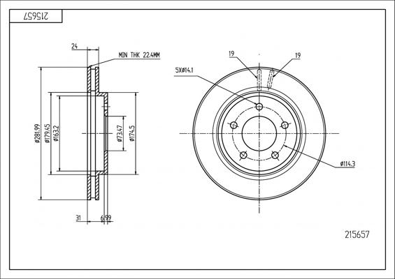 Hart 215 657 - Brake Disc autospares.lv