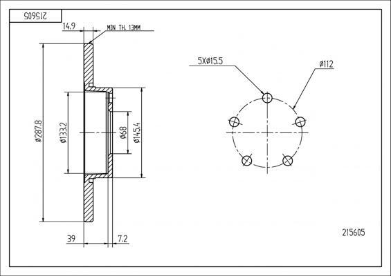 Hart 215 605 - Brake Disc autospares.lv