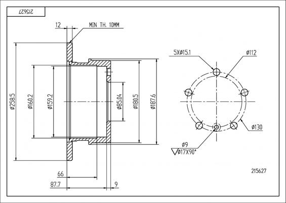 Hart 215 627 - Brake Disc autospares.lv