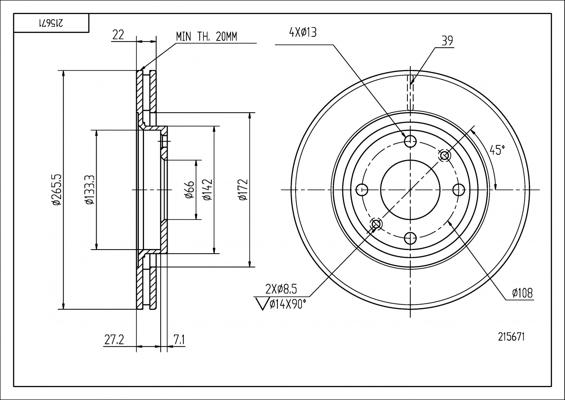 Hart 215 671 - Brake Disc autospares.lv