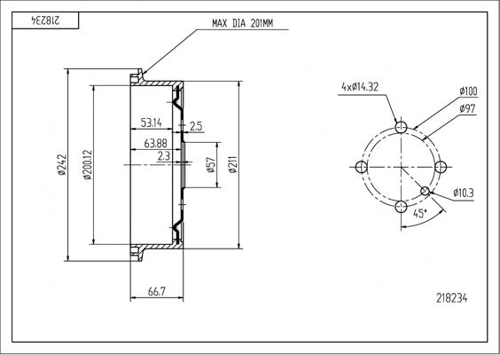 Hart 218 234 - Brake Drum autospares.lv