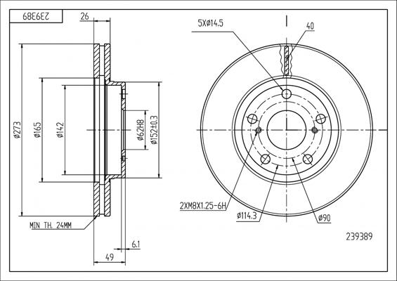 Hart 239 389 - Brake Disc autospares.lv