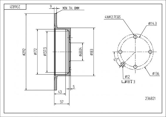 Hart 236 821 - Brake Disc autospares.lv