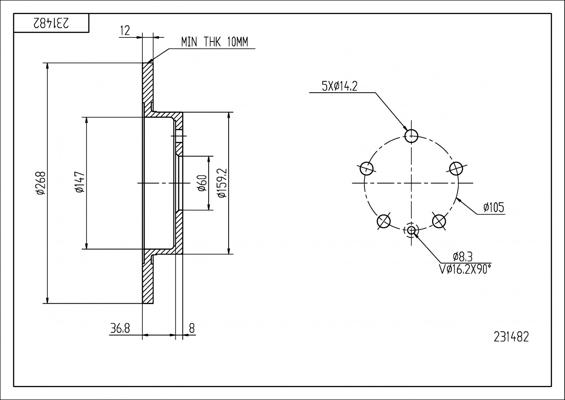 Hart 231 482 - Brake Disc autospares.lv