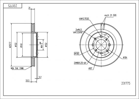 Hart 231 775 - Brake Disc autospares.lv