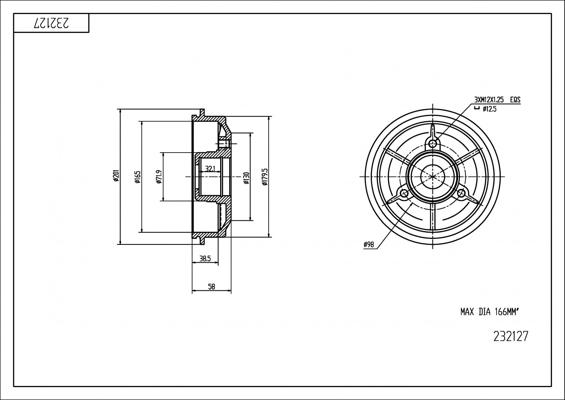 Hart 232 127 - Brake Drum autospares.lv