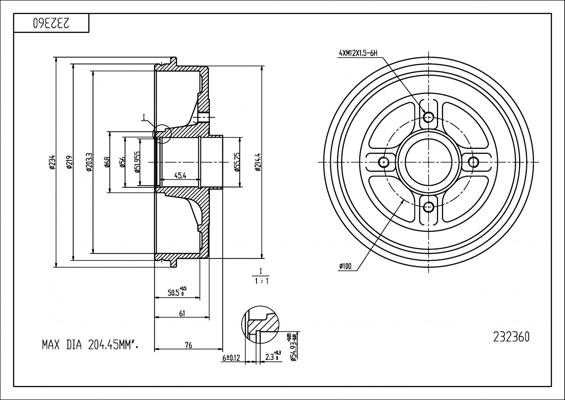 Hart 232 360 - Brake Drum autospares.lv