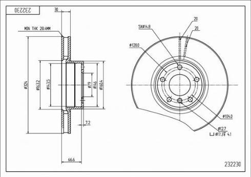 Hart 232 230 - Brake Disc autospares.lv