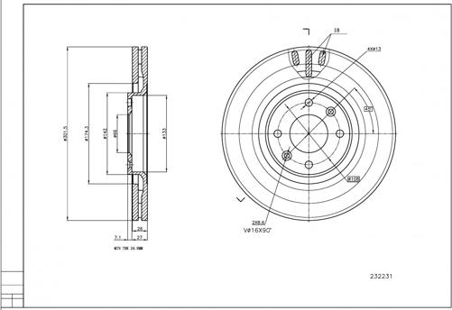 Hart 232 231 - Brake Disc autospares.lv