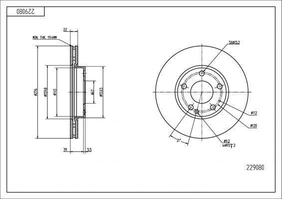 Hart 229 080 - Brake Disc autospares.lv