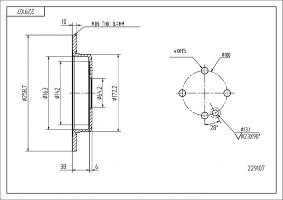 Hart 229 107 - Brake Disc autospares.lv