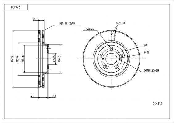 Hart 224 130 - Brake Disc autospares.lv