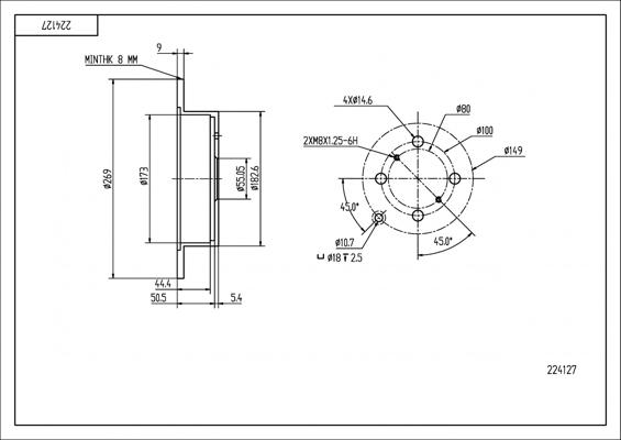 Hart 224 127 - Brake Disc autospares.lv