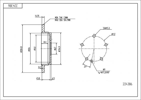 Hart 224 386 - Brake Disc autospares.lv