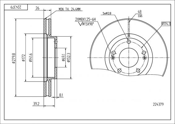 Hart 224 379 - Brake Disc autospares.lv