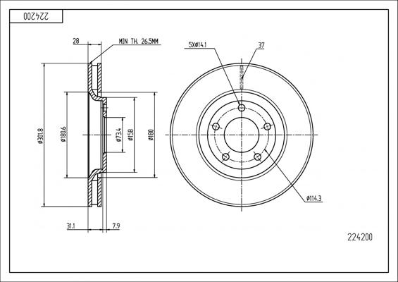 Hart 224 200 - Brake Disc autospares.lv