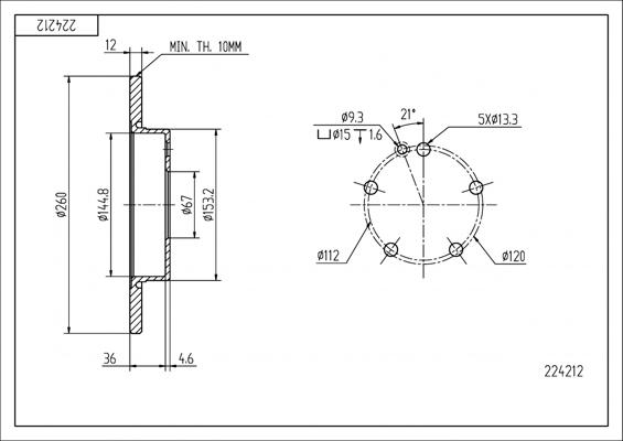 Hart 224 212 - Brake Disc autospares.lv