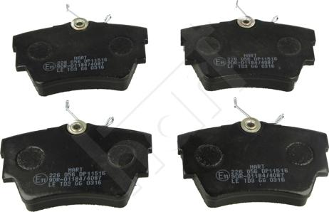 Hart 226 056 - Brake Pad Set, disc brake autospares.lv