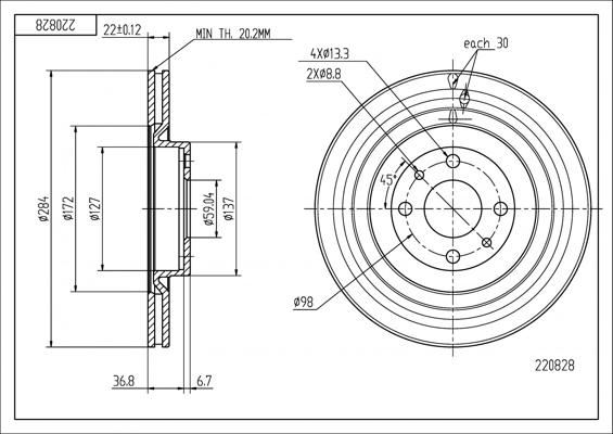 Hart 220 828 - Brake Disc autospares.lv