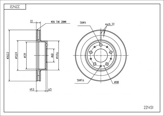 Hart 221 451 - Brake Disc autospares.lv