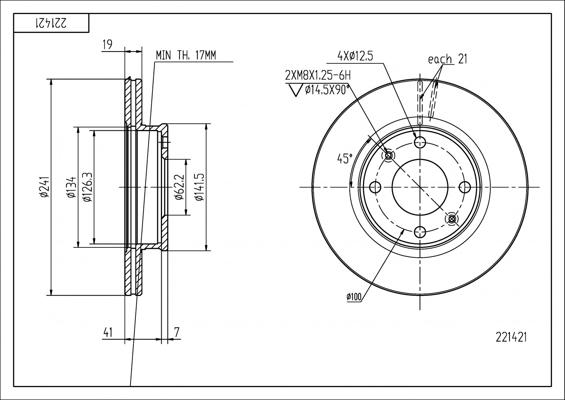 Hart 221 421 - Brake Disc autospares.lv