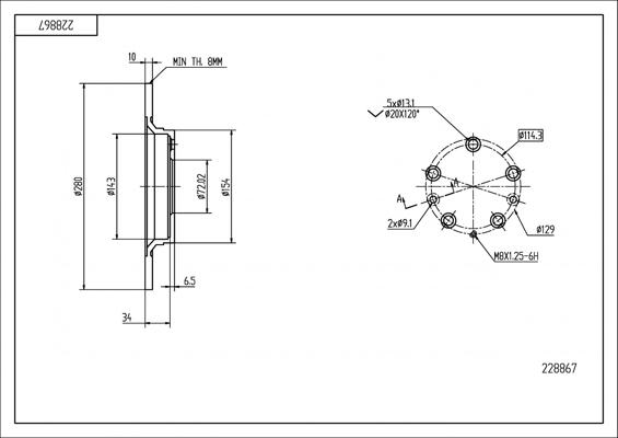 Hart 228 867 - Brake Disc autospares.lv