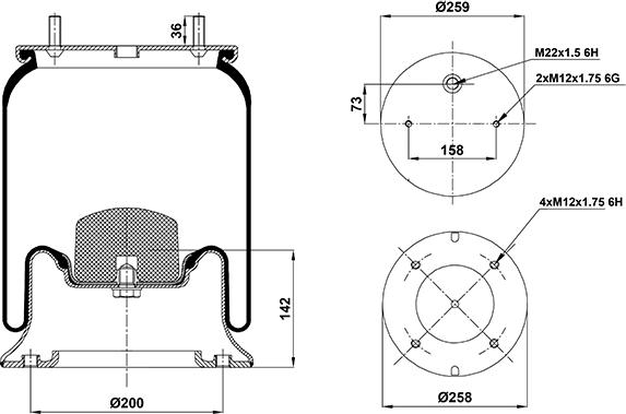 HD 020.4004.C03 - Bellow, air suspension autospares.lv