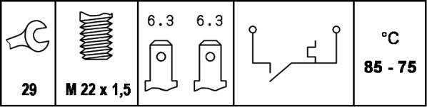 HELLA 6ZT 007 800-041 - Temperature Switch, radiator / air conditioner fan autospares.lv