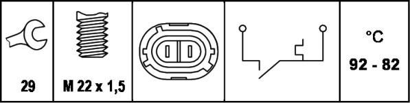 HELLA 6ZT 007 808-011 - Temperature Switch, radiator / air conditioner fan autospares.lv