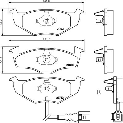 HELLA 8DB 355 009-801 - Brake Pad Set, disc brake autospares.lv