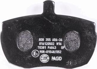 HELLA 8DB 355 006-361 - Brake Pad Set, disc brake autospares.lv