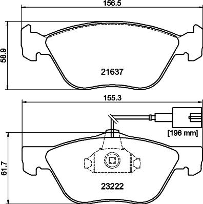 HELLA 8DB 355 008-611 - Brake Pad Set, disc brake autospares.lv