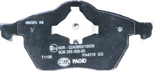 HELLA 8DB 355 008-001 - Brake Pad Set, disc brake autospares.lv