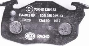 HELLA 8DB 355 019-131 - Brake Pad Set, disc brake autospares.lv