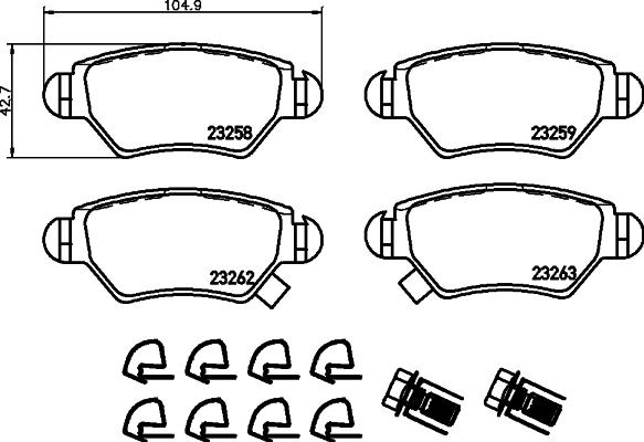 HELLA 8DB 355 019-271 - Brake Pad Set, disc brake autospares.lv