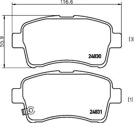 HELLA 8DB 355 014-761 - Brake Pad Set, disc brake autospares.lv