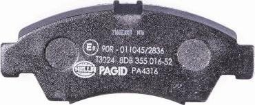 HELLA 8DB 355 016-521 - Brake Pad Set, disc brake autospares.lv