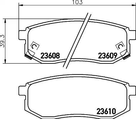 HELLA 8DB 355 010-011 - Brake Pad Set, disc brake autospares.lv