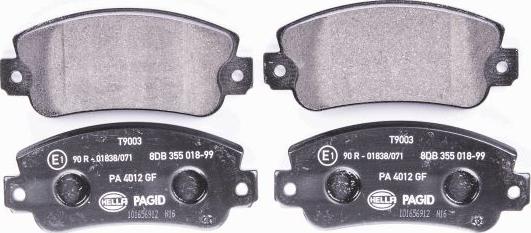 HELLA 8DB 355 018-991 - Brake Pad Set, disc brake autospares.lv