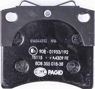 HELLA 8DB 355 018-381 - Brake Pad Set, disc brake autospares.lv