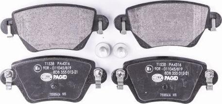 HELLA 8DB 355 012-211 - Brake Pad Set, disc brake autospares.lv