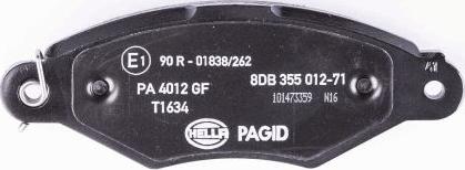 HELLA 8DB 355 012-711 - Brake Pad Set, disc brake autospares.lv