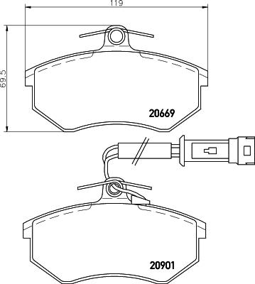 HELLA 8DB 355 017-651 - Brake Pad Set, disc brake autospares.lv