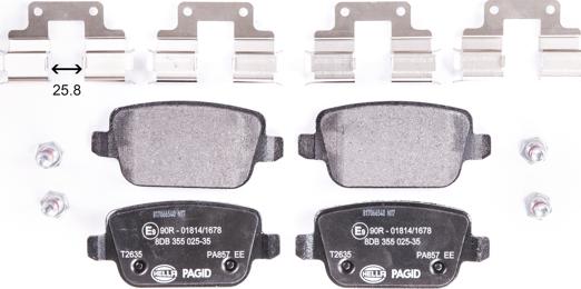 HELLA 8DB 355 025-351 - Brake Pad Set, disc brake autospares.lv