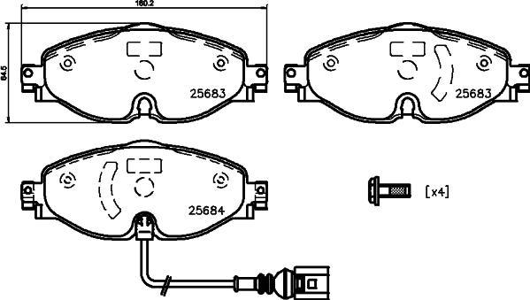 HELLA 8DB 355 026-541 - Brake Pad Set, disc brake autospares.lv