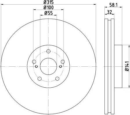 HELLA 8DD 355 115-701 - Brake Disc autospares.lv