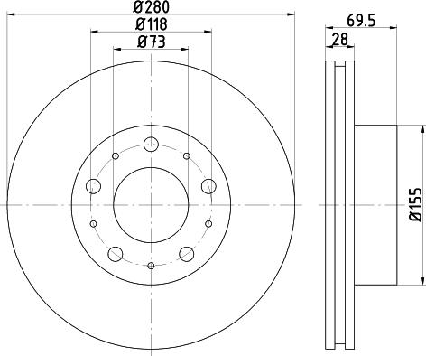 HELLA 8DD 355 124-901 - Brake Disc autospares.lv